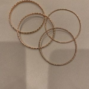 Set of 4 Shiny Textured Coppertone Bangle Bracelets Diameter is 2 3/4”